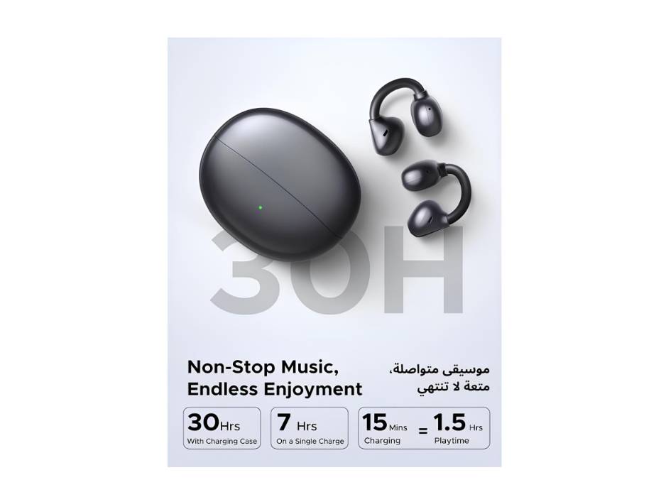 UGREEN ClipBuds open-ear headphones worn on the ear