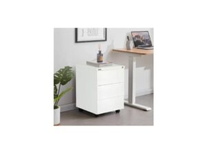 RIGID Steel Mobile Pedestal | 3 Drawer Under Desk Storage Unit with Lock | Modern Office Filing Cabinet with Wheels for Home, Office, Workstation Furniture