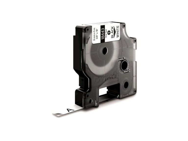 Dymo Rhino 18443 Vinyl 9mm Black on White Tape