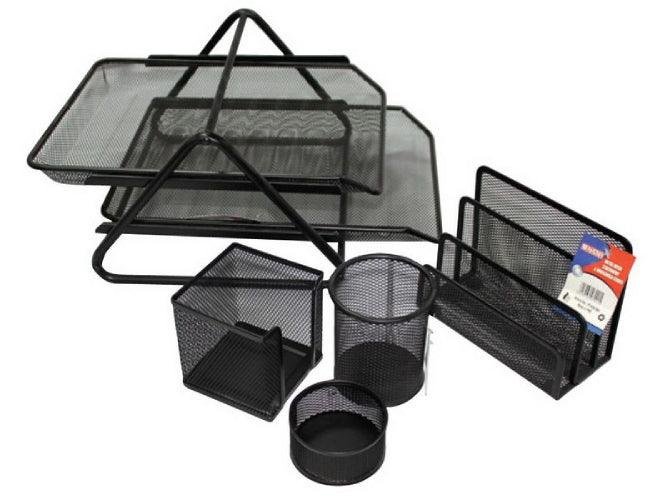 Partner Mesh Desk Set of 5 Pcs Black (3 Tier) PT-63344BK