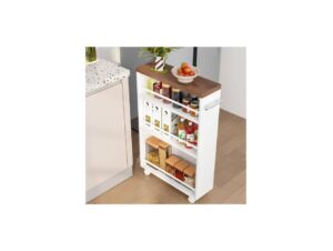 Tribesigns 4-Tier Slim Kitchen Storage Cart with Wheels and Handle, White