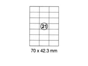 xel-lent 21 labels-sheet, straight corners, 70 x 42.3 mm, 100sheets-pack