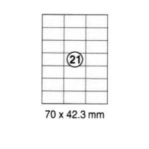 xel-lent 21 labels-sheet, straight corners, 70 x 42.3 mm, 100sheets-pack
