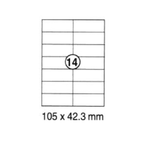 xel-lent 14 labels-sheet, straight corners, 105 x 42.3 mm, 100sheets-pack