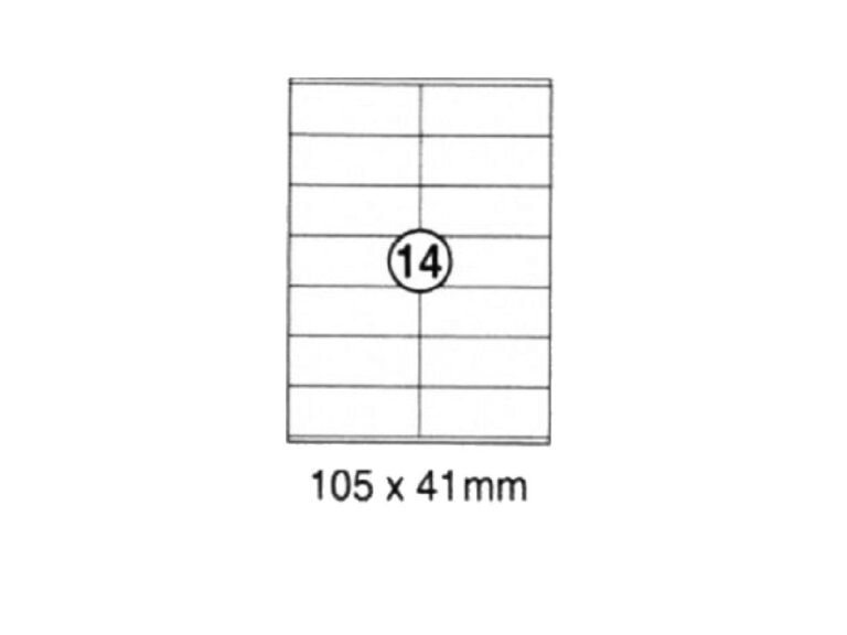 xel-lent 14 labels-sheet, straight corners, 105 x 41 mm, 100 sheets-pack