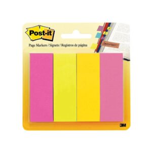 3M Post-It Page Markers Neon Colors 671-4AN, 4 Pads-Pack, 50 Sheets/Pad