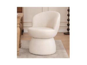 YOUTASTE Extra Wide Swivel Dining Chair Mid Century Modern Armless Comfy Accent Chair Set of 1, Cream White