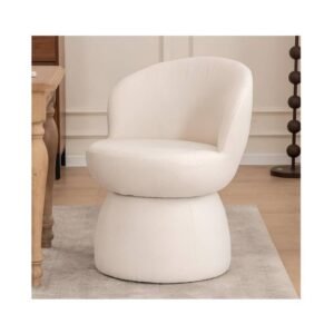 YOUTASTE Extra Wide Swivel Dining Chair Mid Century Modern Armless Comfy Accent Chair Set of 1, Cream White