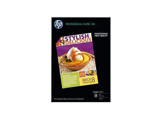 HP Professional Glossy Inkjet Paper, 180 gsm, 50Sheet, A3 – 297x420mm (C6821A)