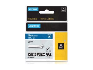 Dymo Rhino 1805423 Vinyl 24mm White on Blue Tape
