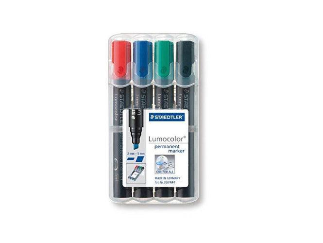 Staedtler 350 Chisel Tip Permanent marker, Assorted (Pack of 4)
