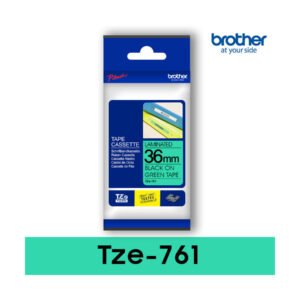 Brother P-touch 36mm TZ-761 Laminated Tape, 8 m, Black on Green