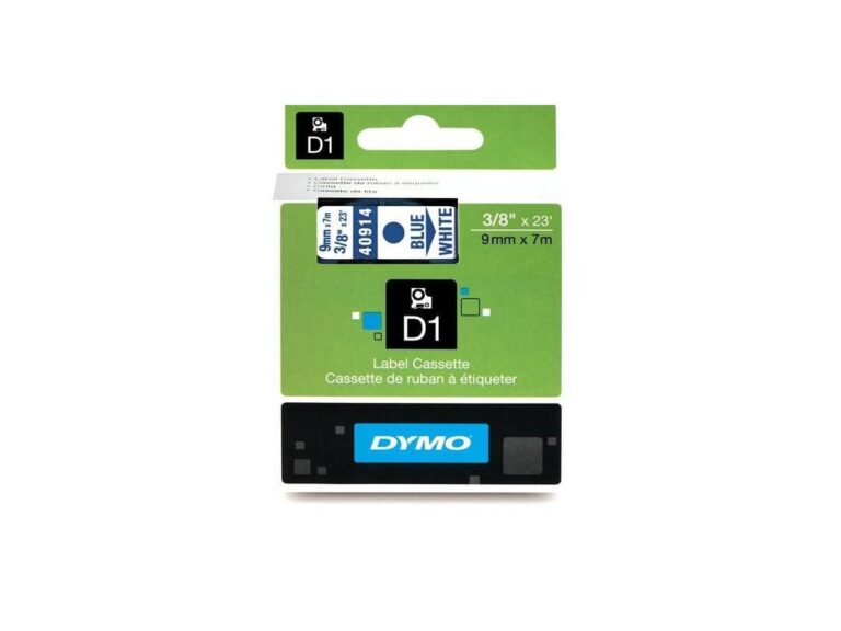 Dymo 40914, D1 Tape,9mm x 7m, Blue on White