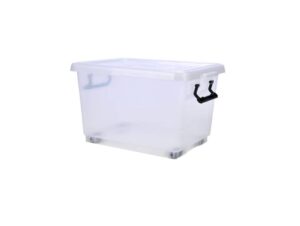 Cosmoplast Clear Storage Box with Wheels and Lockable Lid