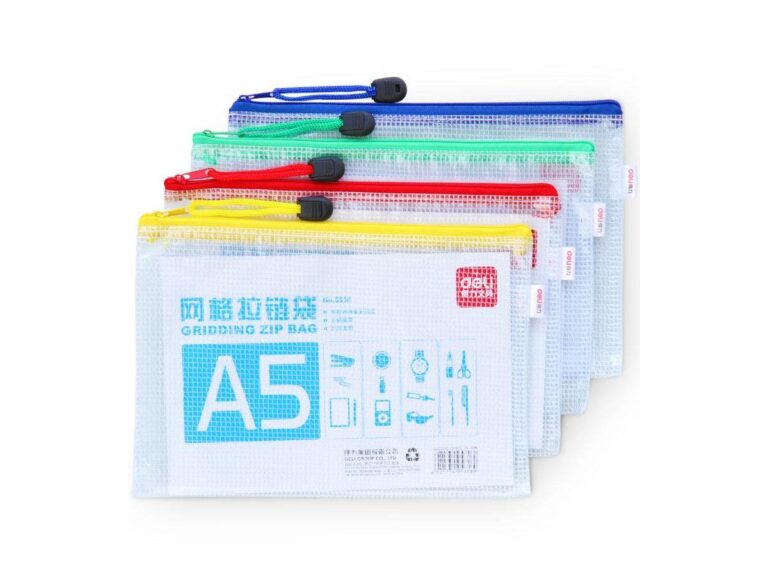 Deli 5656 A5 Mesh Zip Bag, 10/pack Assorted Color