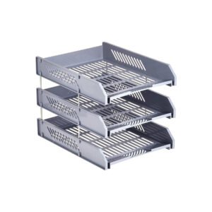 FIS 3 Tier Plastic Document Tray Grey (10431GY)