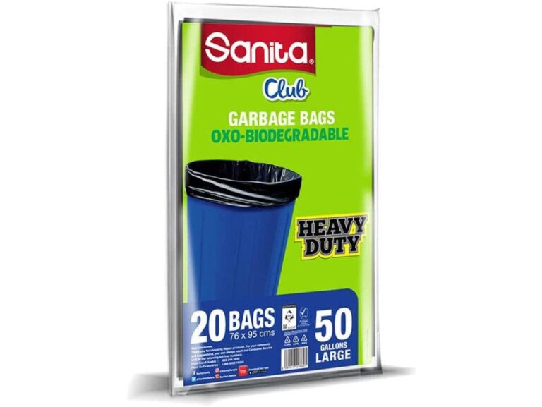 Sanita Plastic Trash Bags, 50 Gallons, Black, 20pcs/pack