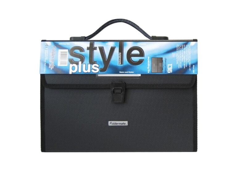Foldermate Style Plus Expanding File Holder with Handle, FE-136-BK, Black