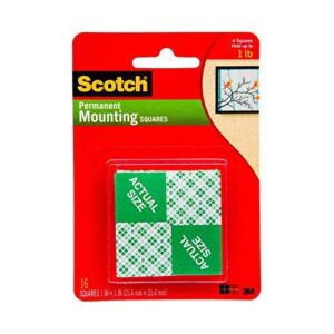 3M Scotch Mounting Squares, 1″ x 1″, 16/pack