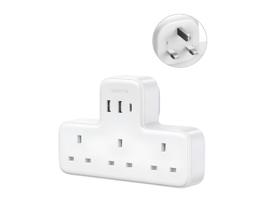 UGREEN 6-in-1 power strip with three AC and three USB ports