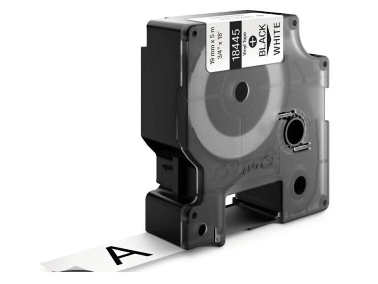 Dymo Rhino 18445 Vinyl 19mm Black on White Tape