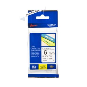 Brother P-touch 6mm TZ-211 Laminated Tape, 8m, Black on White