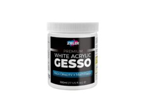 Zieler Premium White Acrylic Gesso, 500ml – For Acrylic & Oil Paintings on Canvas, Wood & Board