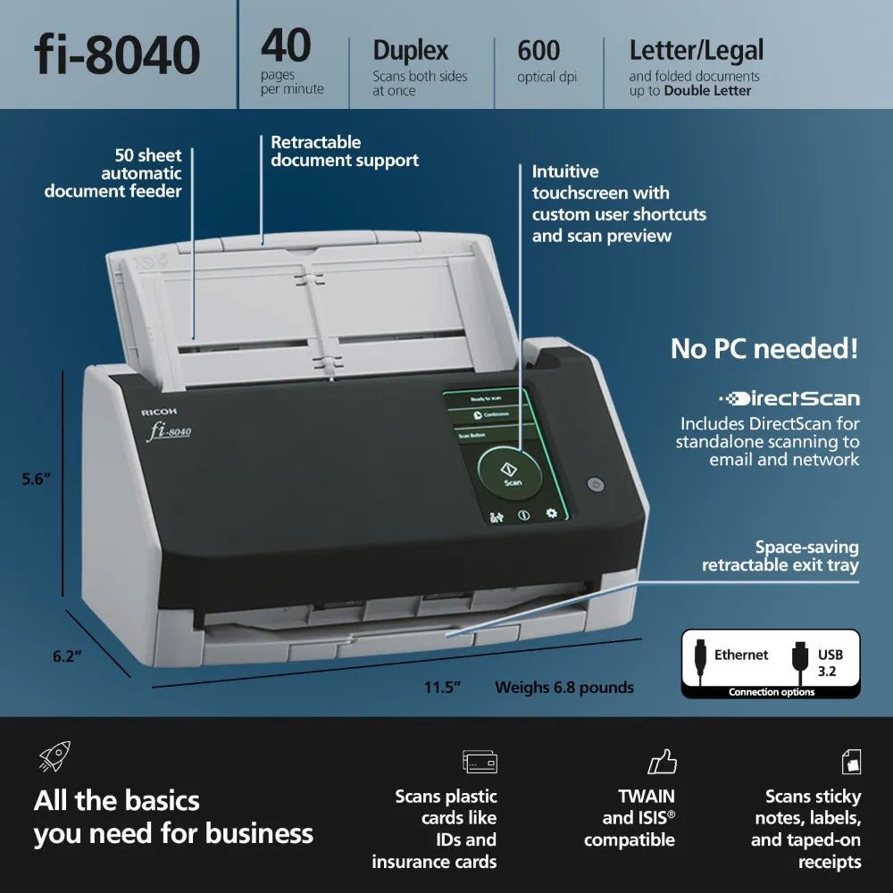 Ricoh fi-8040 Network Document Scanner PA03836-B001 - Image 3
