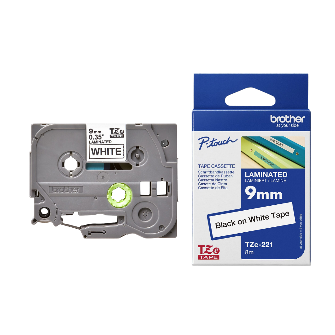 Brother Genuine Tz/Tze Black on White Laminated Tape Cartridge for Brother P-touch Label Printers - Image 2