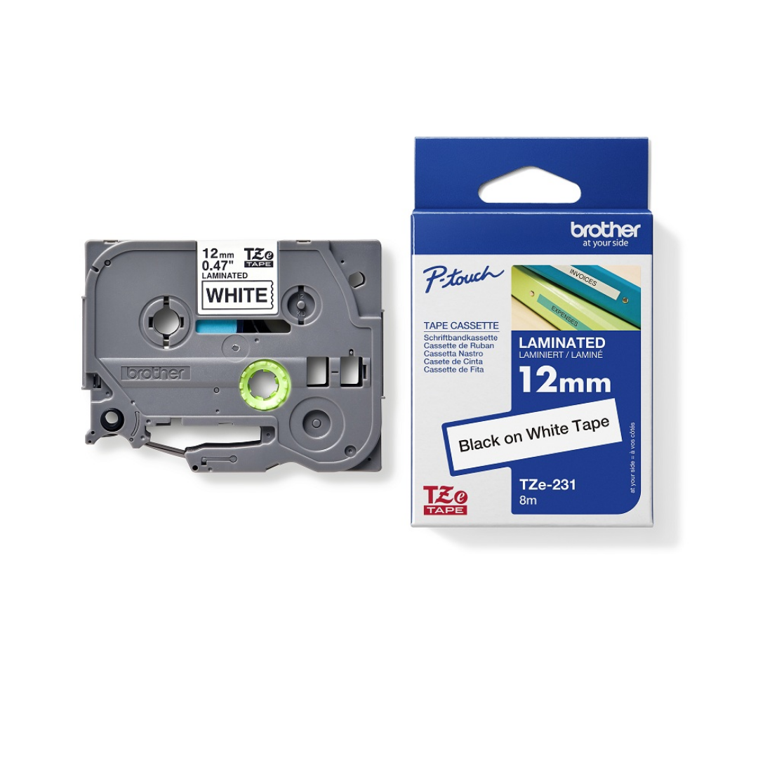 Brother Genuine Tz/Tze Black on White Laminated Tape Cartridge for Brother P-touch Label Printers - Image 3