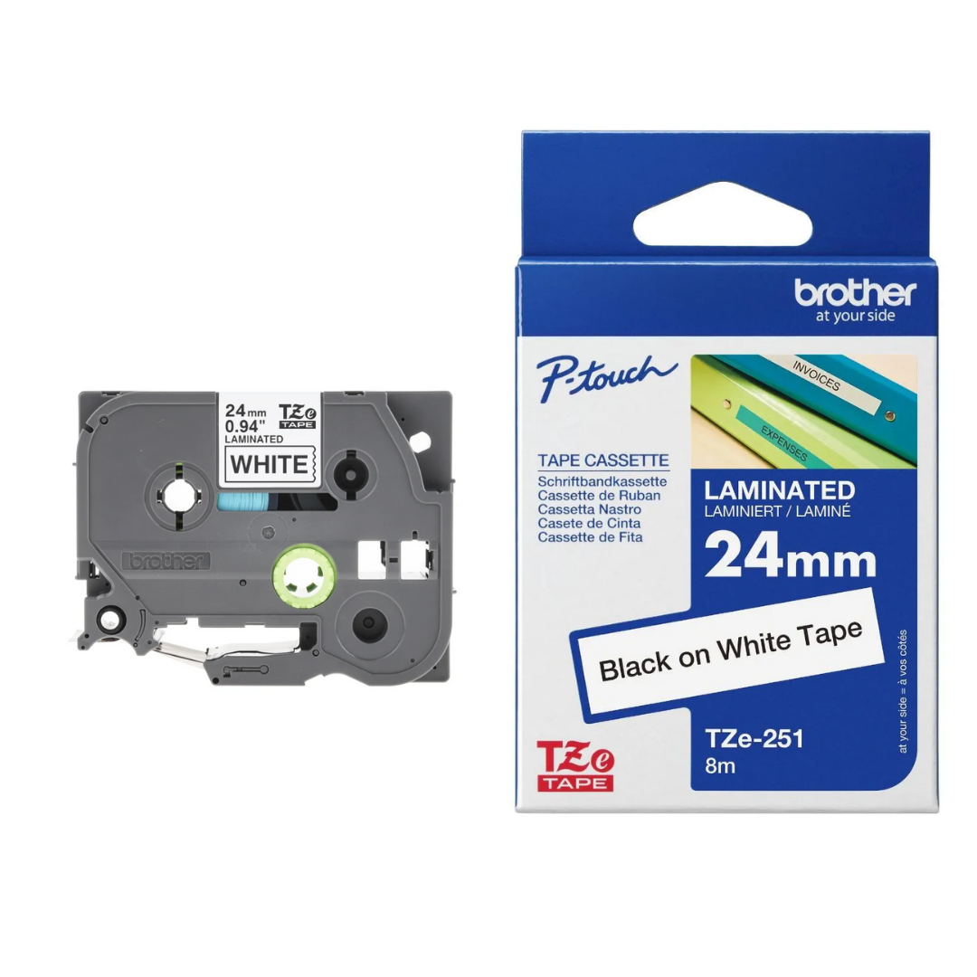 Brother Genuine Tz/Tze Black on White Laminated Tape Cartridge for Brother P-touch Label Printers - Image 5