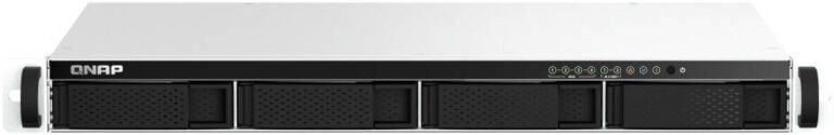 Qnap 1U Short Depth Rackmount 2.5GbE NAS, Intel Celeron N5095, 8GB RAM, 4GB Flash Memory, 4x 3.5″ SATA 6Gb/s, 3Gb/s Drive Bay, Intel UHD Graphics, 2x M.2 2280 PCIe Gen 3 x1 Slots | TS-464EU-8G