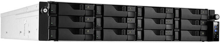 Asustor Lockerstor 12R Pro 12-Bay NAS Enclosure, Intel Xeon E-2224 CPU, 8GB DDR4-2666 ECC UDIMM Memory, 2x M.2 Drive Slots, 3.5″ SATA HDD, 2.5″ SATA SSD, 2.5″ SATA HDD | AS7112RDX