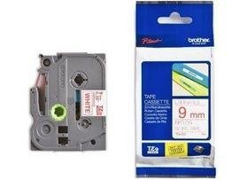 Brother P-touch 9mm TZ-222 Laminated Tape, 8 m, Red on White