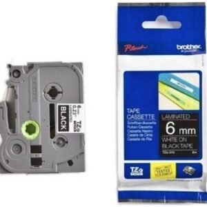 Brother P-touch 6mm TZe-315 Laminated Tape, 8 m, White on Black