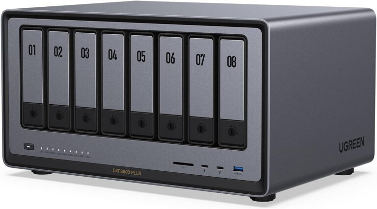 UGREEN NASync DXP8800 Plus 8-Bay Desktop NAS, Intel i5 1235U 10-Core CPU, 8GB DDR5 RAM, Built-in 128GB SSD, 2x 10GbE, 2x M.2 NVMe Slots, 8K HDMI, 2x TBT4, Diskless | 35126