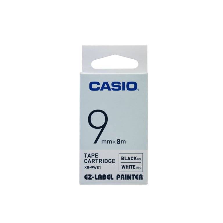 Casio XR-9WE 9mm Black on White Label Tape