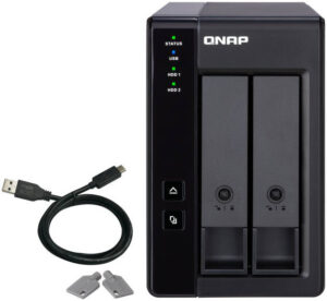 QNAP TR-002 2 Bay USB 3.2 Gen 2 Type-C Port Direct Attached Storage (DAS) , with Hardware Raid, 2 x 3.5-inch SATA drive bays, Tower Form-Factor, Black | TR-002