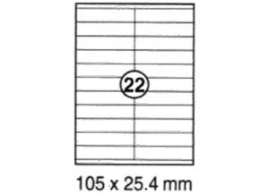 Xel-lent 22 Labels-Sheet, Straight Corners, 105 X 25.4 mm, 100 sheets-pack