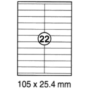 Xel-lent 22 Labels-Sheet, Straight Corners, 105 X 25.4 mm, 100 sheets-pack