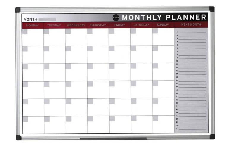 Bi-Office Magnetic Planner Monthly, 60cm x 90cm