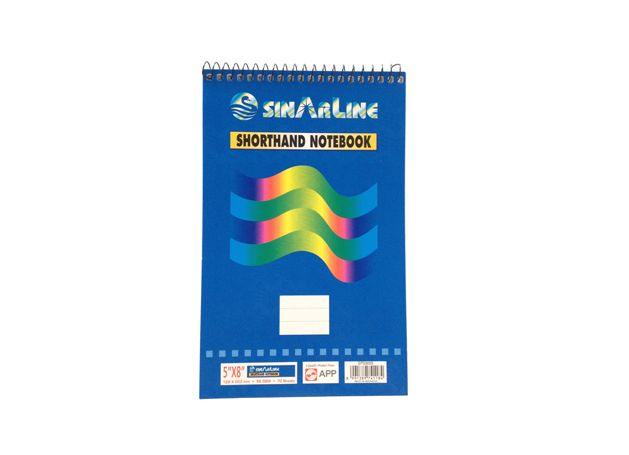 Sinarline Spiral Shorthand Pad, Top Spiral, A5, 56gsm, 70 Sheets, Line Ruled