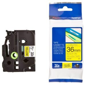 Brother P-touch 36mm TZ-661 Laminated Tape, 8 m, Black on Yellow