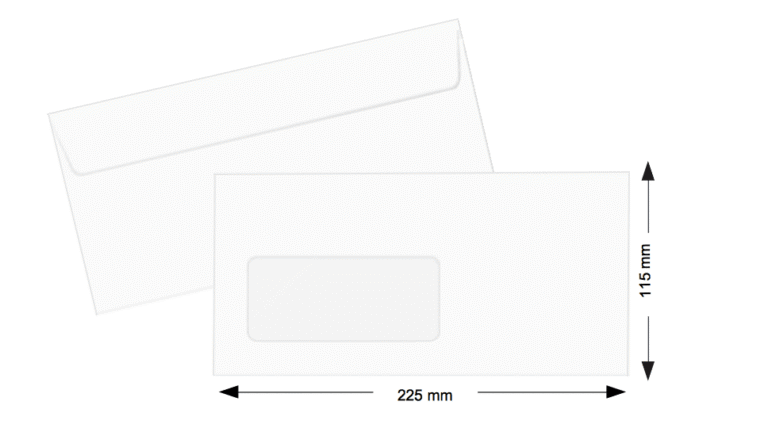 Hispapel White Envelope with Left Window 115 x 225mm, 90gsm 500pcs-box