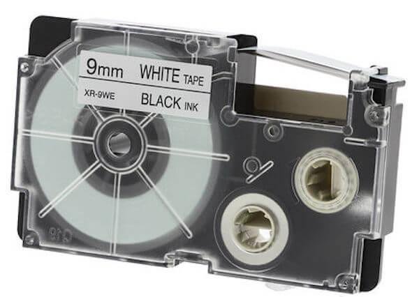 Casio XR-9WE1 Tape Cassette, 9mm X 8m, Black on White