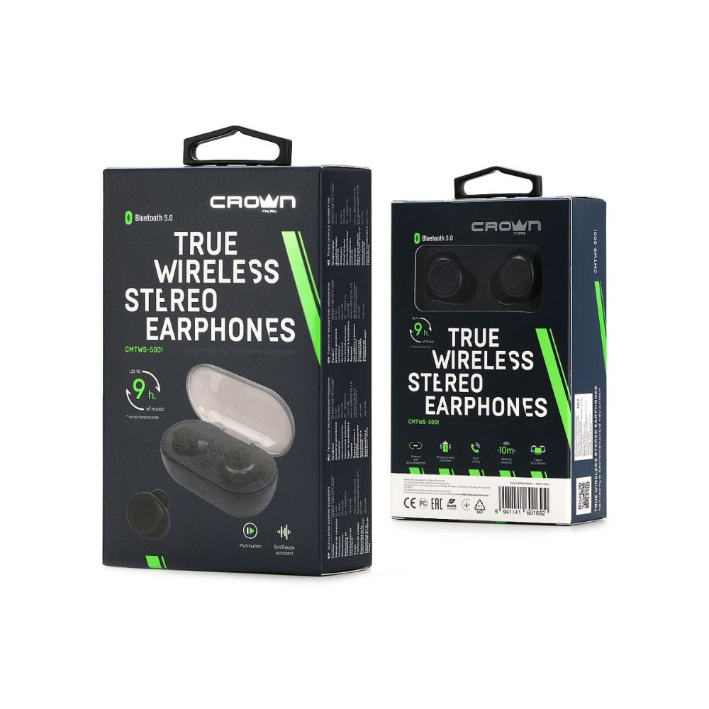 Crown Micro CMTWS-5001 True Wireless Earbuds - product view 3