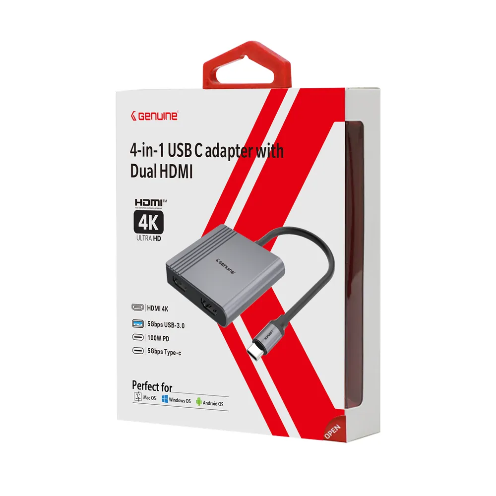 Genuine 4-in 1 Type C to USB-A 3.0 + HDMI + PD Adapter (GN-DC44J), product view 1