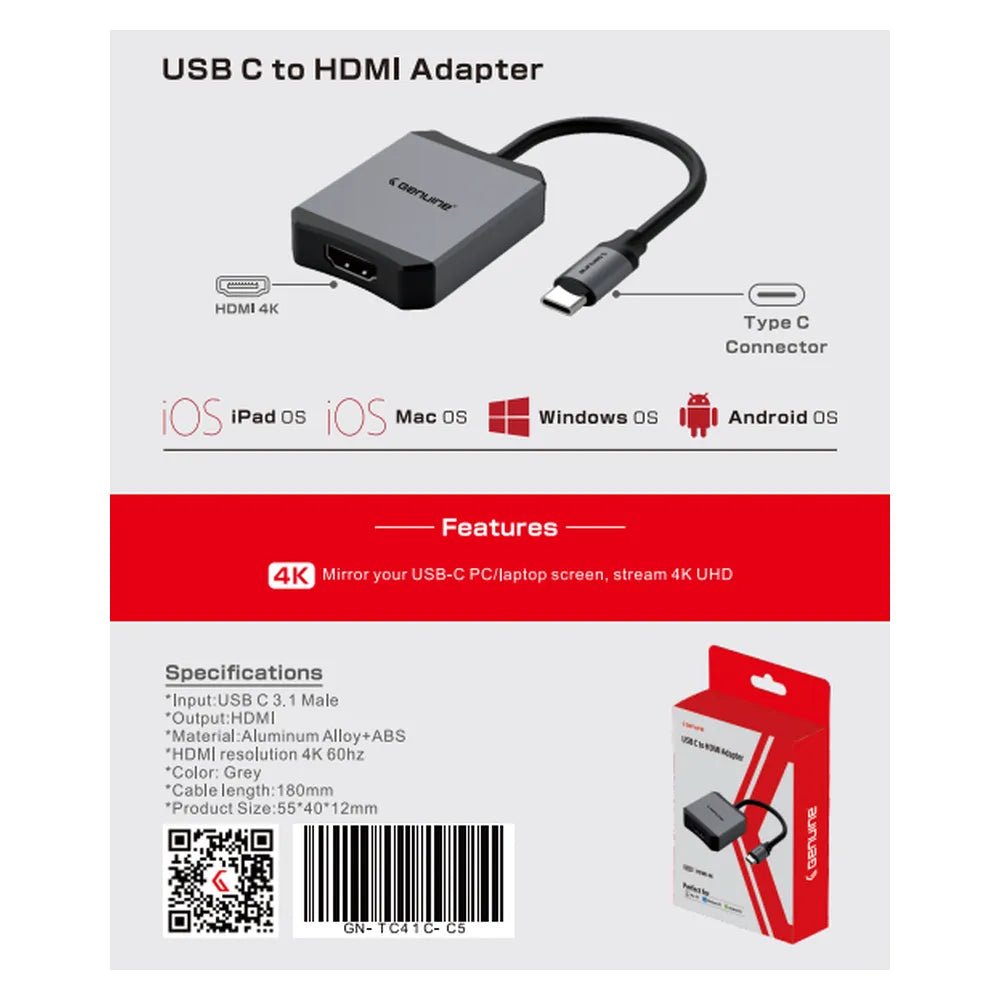 Genuine USB-C to HDMI Adapter (GN-TC41C-C5), product view 3