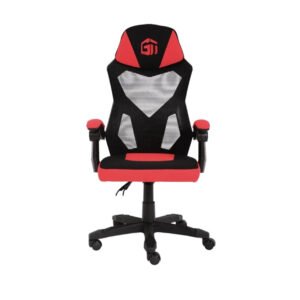 GamerTek Ignite Gaming Chair – Red & Black, Breathable Mesh & Fabric, Height-adjustable seat with a multi-function tilt mechanism