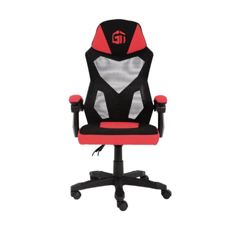 GamerTek Ignite Gaming Chair – Red & Black, Breathable Mesh & Fabric, Height-adjustable seat with a multi-function tilt mechanism